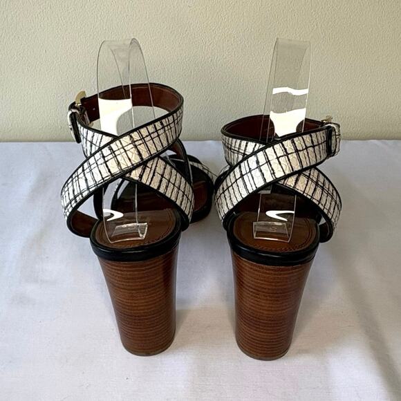 Cole Haan Signature Ankle Strap Block Heel Sandal Women's 10B | Black/White - Picture 6 of 11